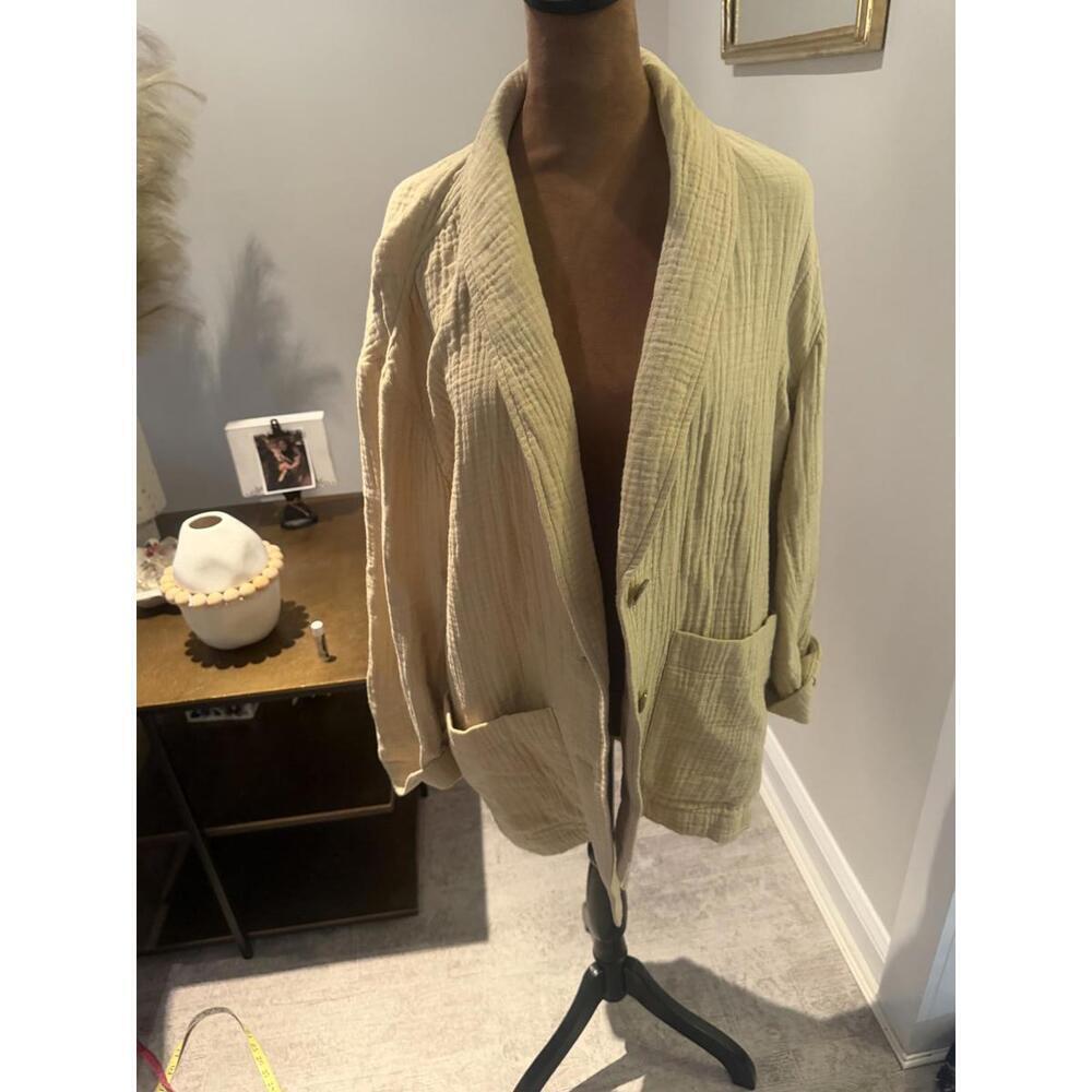 Madewell Women’s Dorset Lightspun Beige Cotton Gauze Oversized Blazer Jacket M